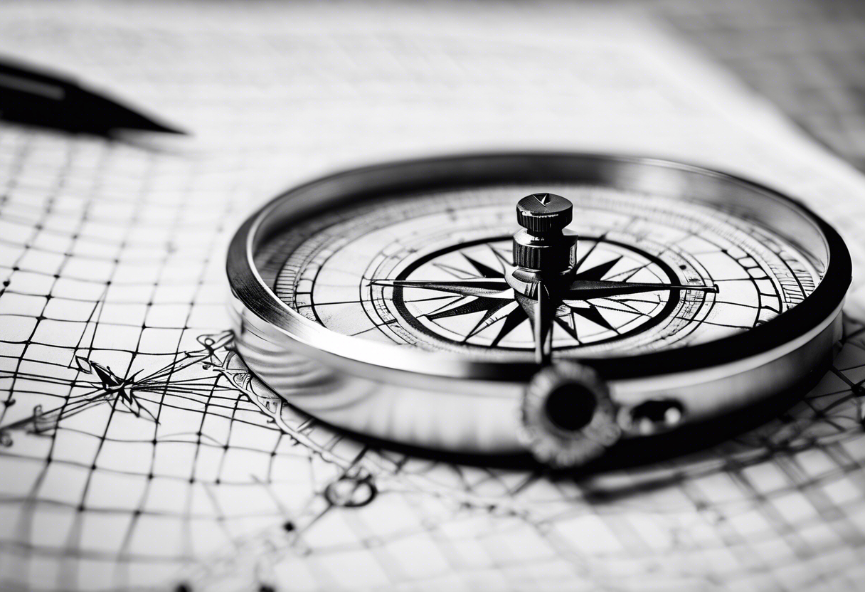 the word on a grid with a small compass compass tattoo idea