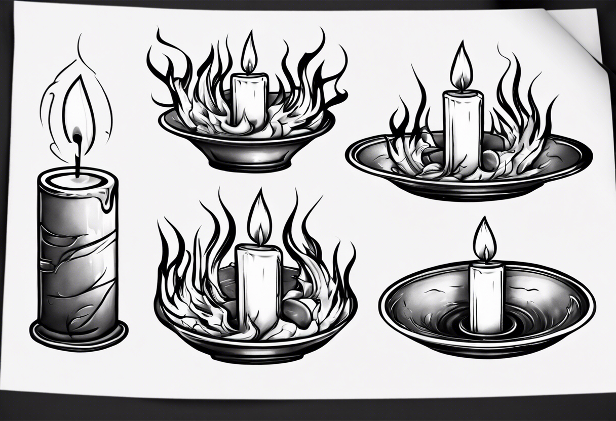 Candle and Pendant Tattoo Flash