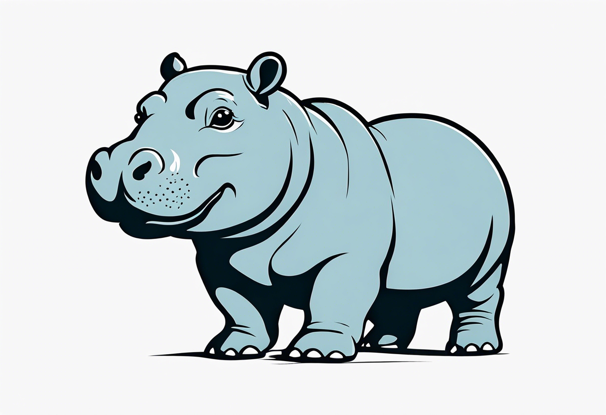 Baby hippo playful tattoo idea