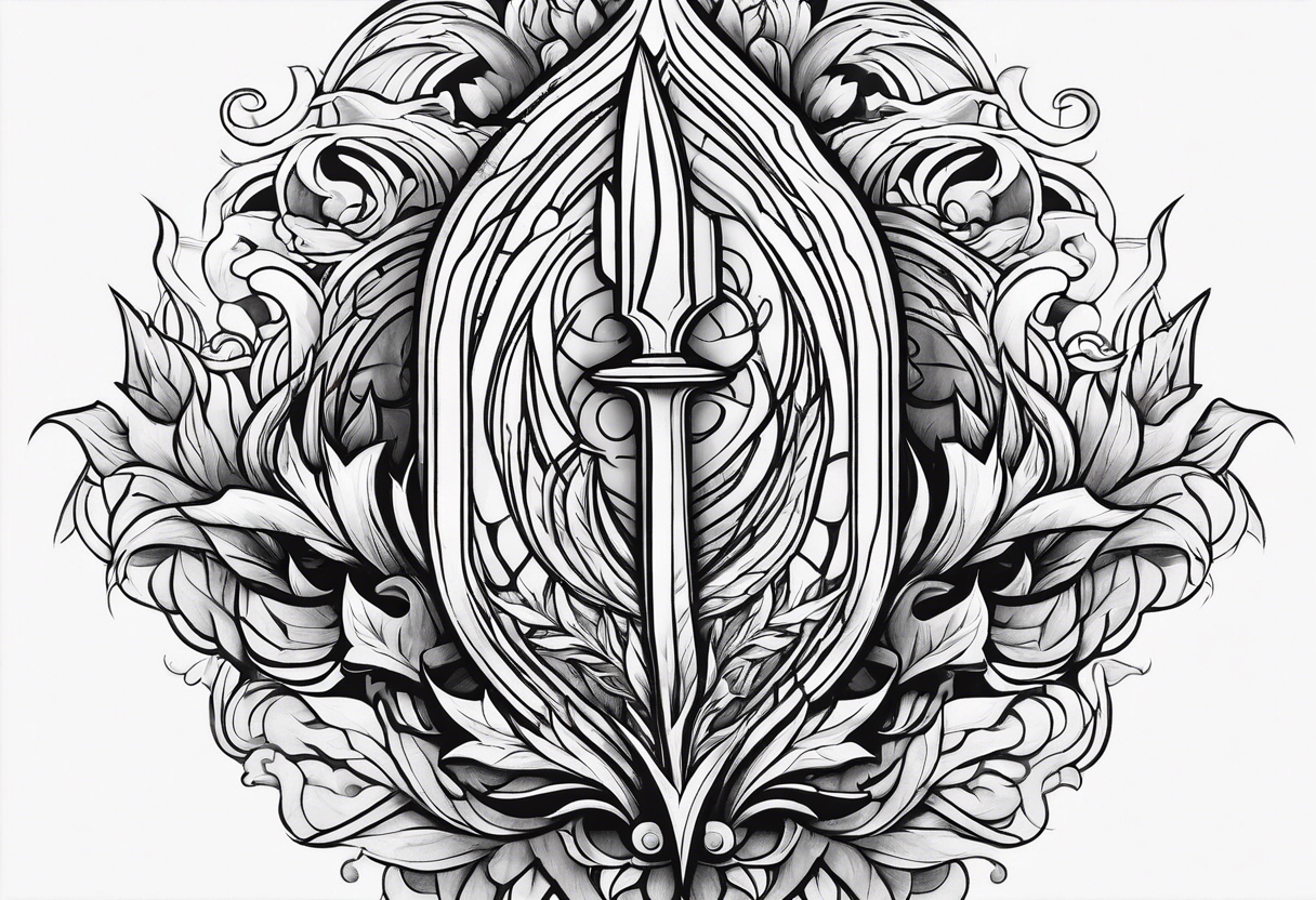 trident in flame tattoo idea