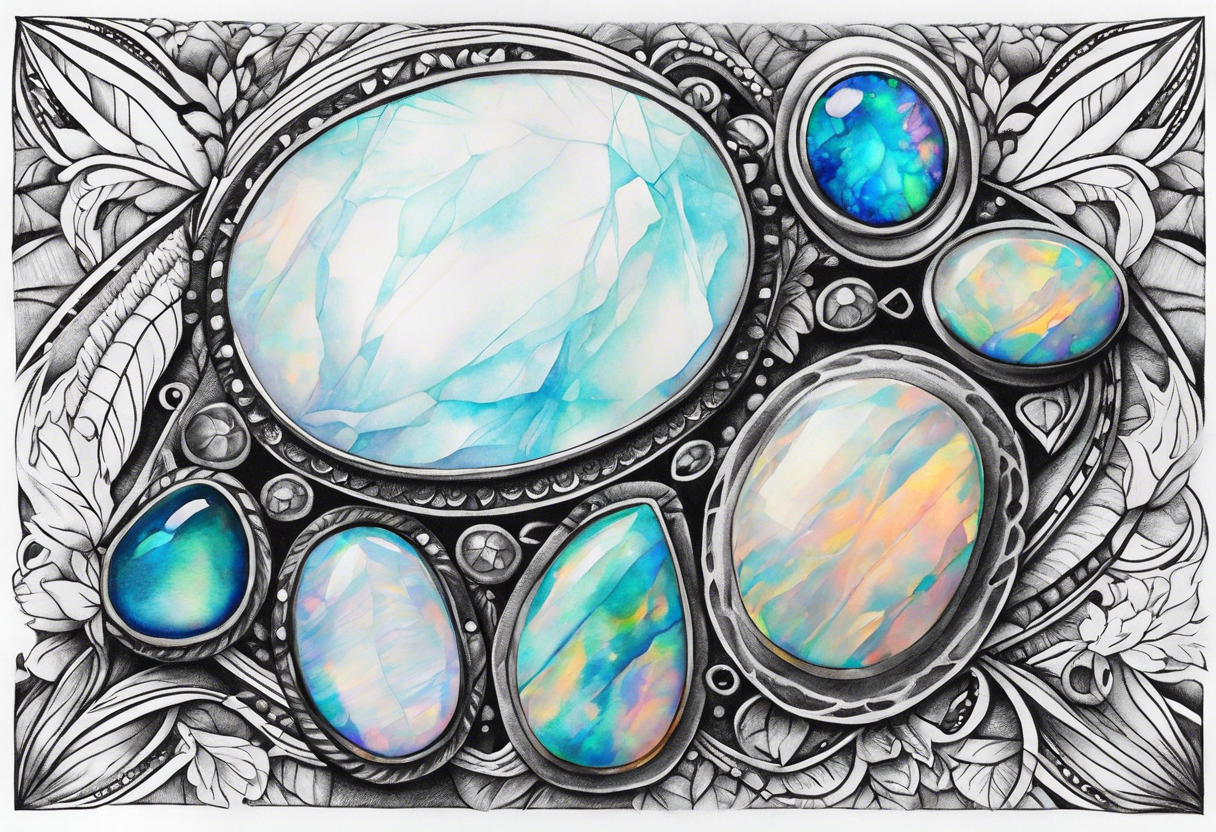 Natural opal gem stone tattoo idea