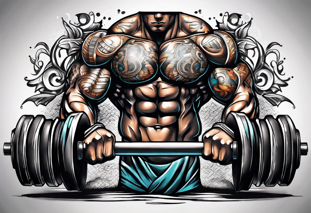 Dumbbell and strength mindset tattoo idea