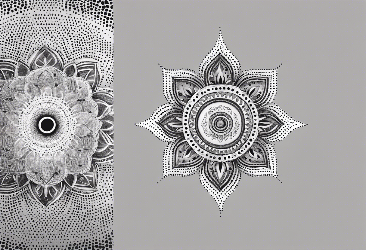 A feminin minimalist mandala with simple dit chain tattoo idea