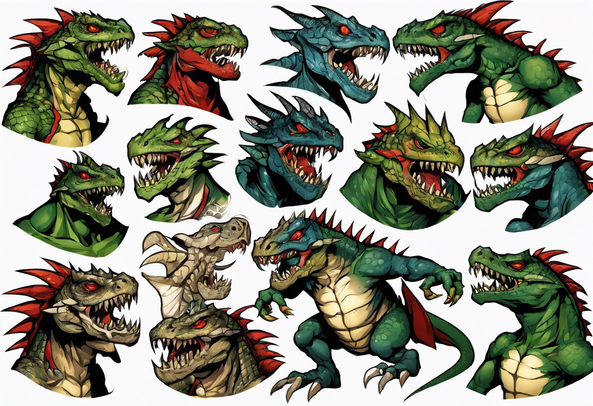 full heroes of might and magic 3 lizardman, happy and nice looking tattoo idea