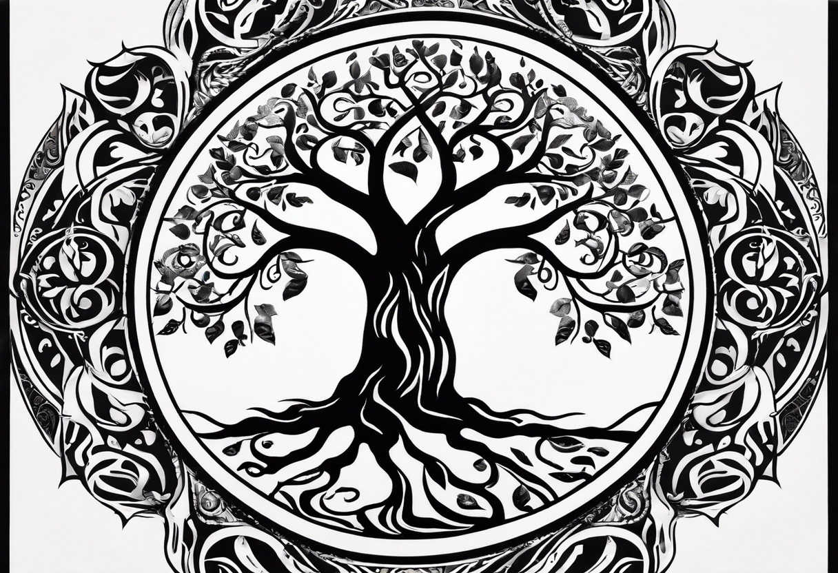 A Tree of Life in a circular design. The Dates 12.02.1985 and 21.02.1987 should be part of the tattoo, too. tattoo idea