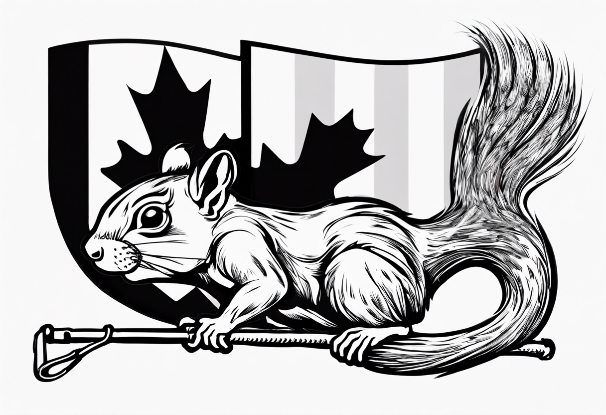 Fishing pole 1946 Apple fritter Squirrel Canadian flag tattoo