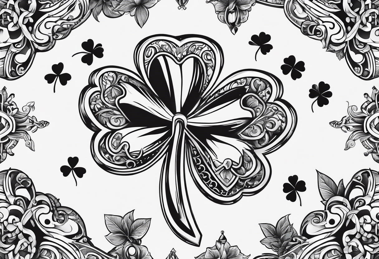 4 leaf clover with horseshoe and dice tattoo idea