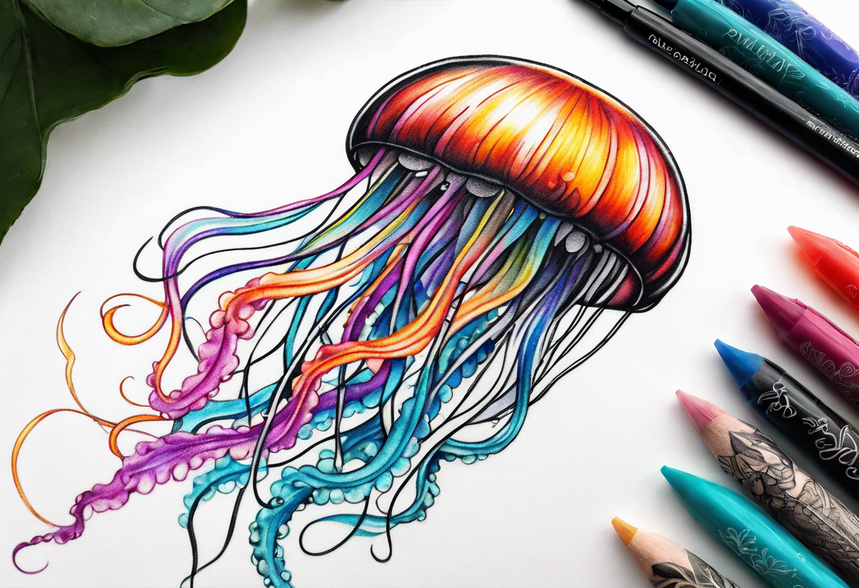 Colourful Jellyfish tattoo idea