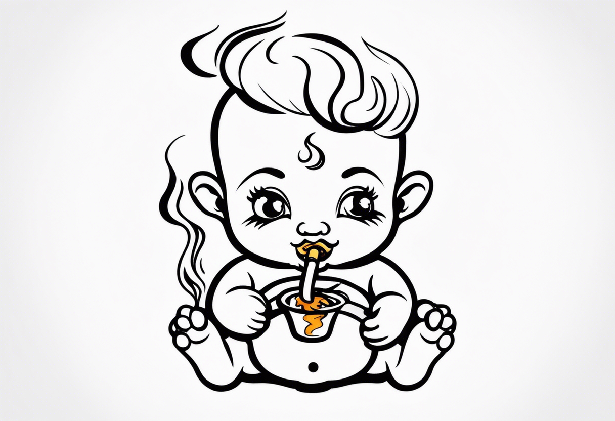 baby who smoke cigarettes tattoo idea