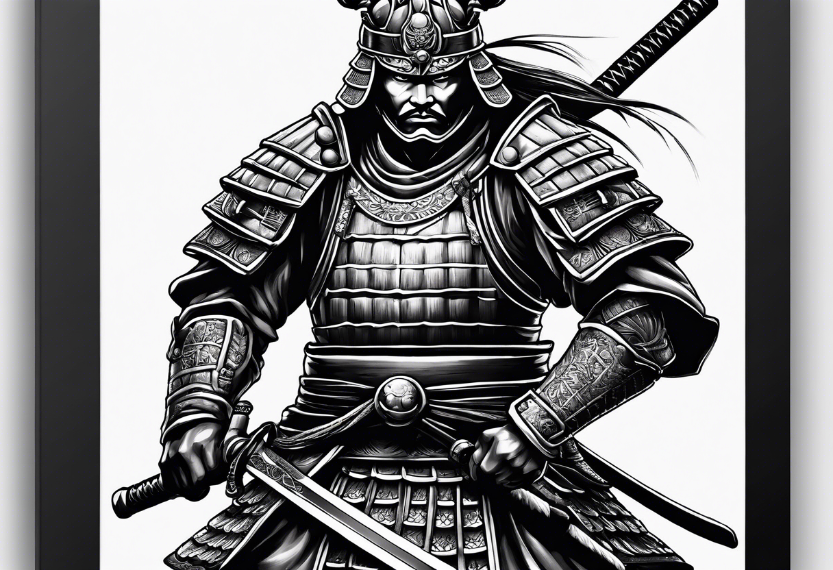 Samurai warrior, disciplined, adorned in battle gear, trained and ready for battle tattoo idea