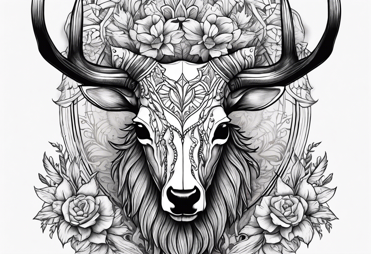 Dead deer skull tattoo idea