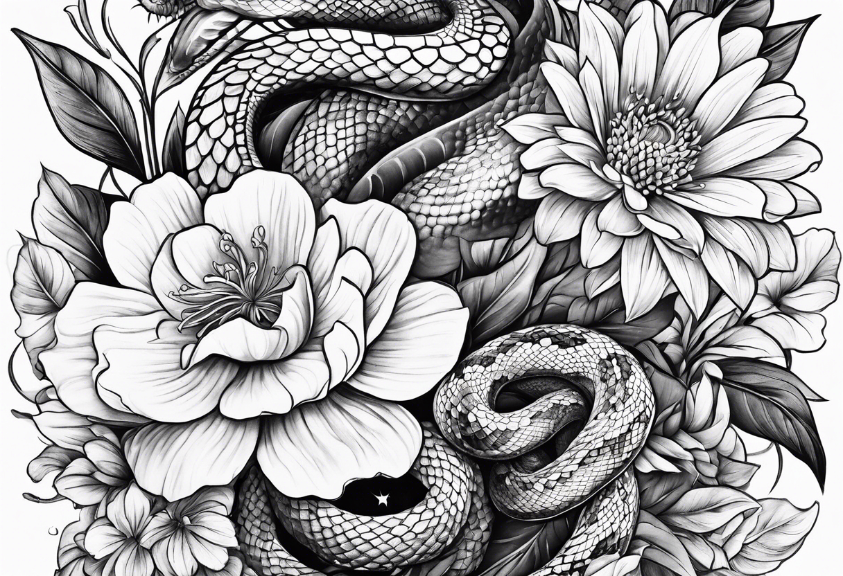 Floral arrangement with a snake tattoo idea