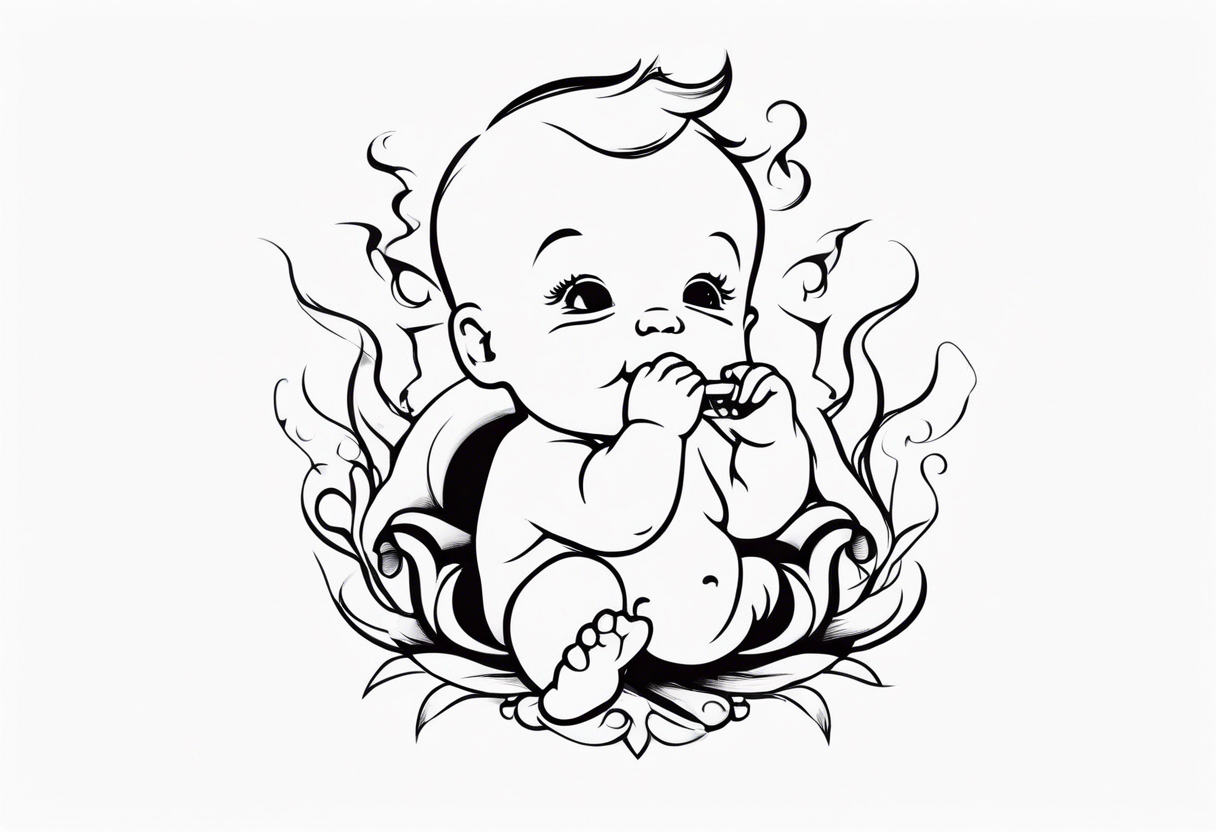 baby smoking tattoo idea