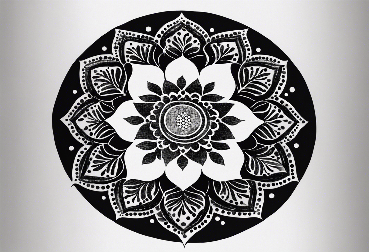 A feminin minimalist mandala with simple dit chain tattoo idea