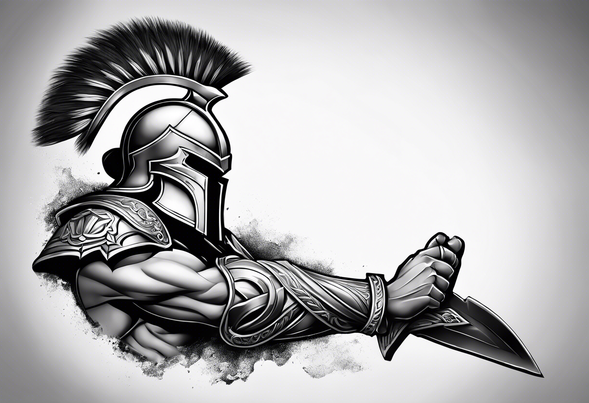 Leg sleeve of Spartan Greaves tattoo idea