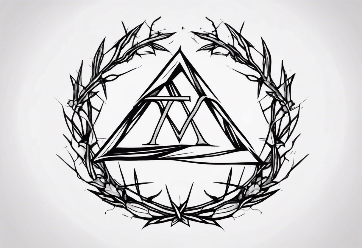 simple letter delta inside a crown of thorns tattoo idea