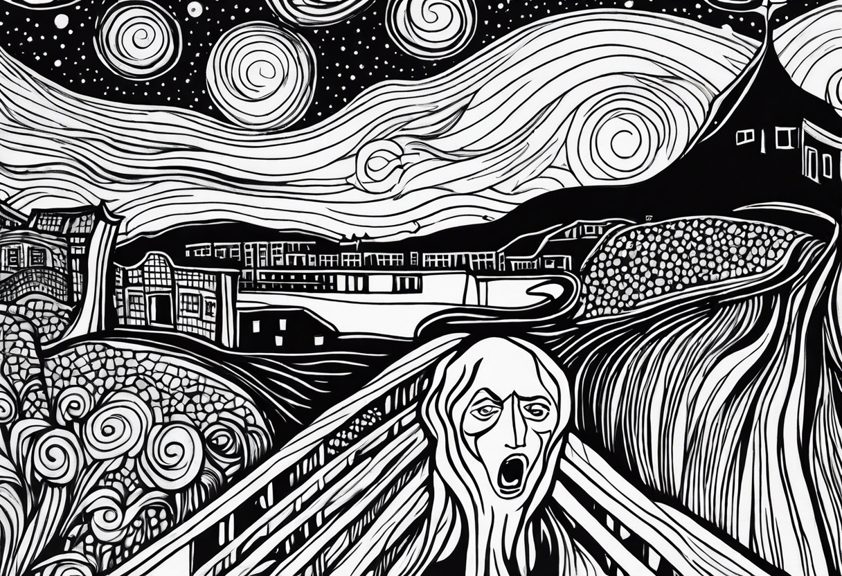 Scream Edvard Munch, Starry Night by Vincent van Gogh, tattoo idea