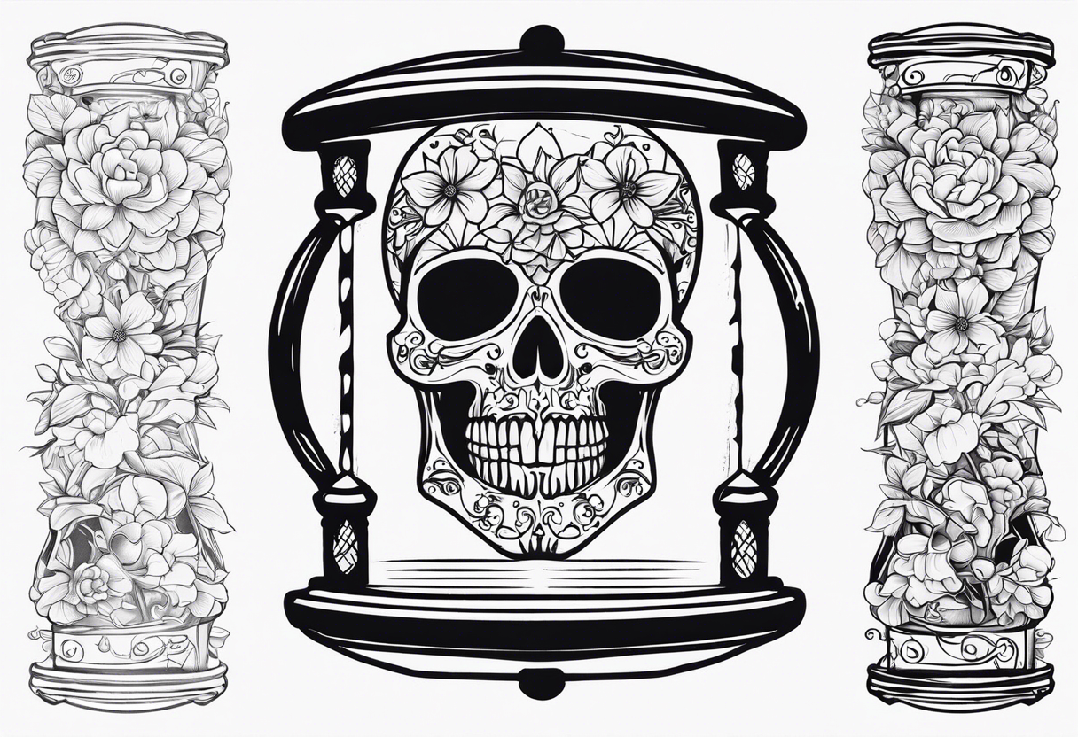 Hourglass skull Sakura tattoo idea