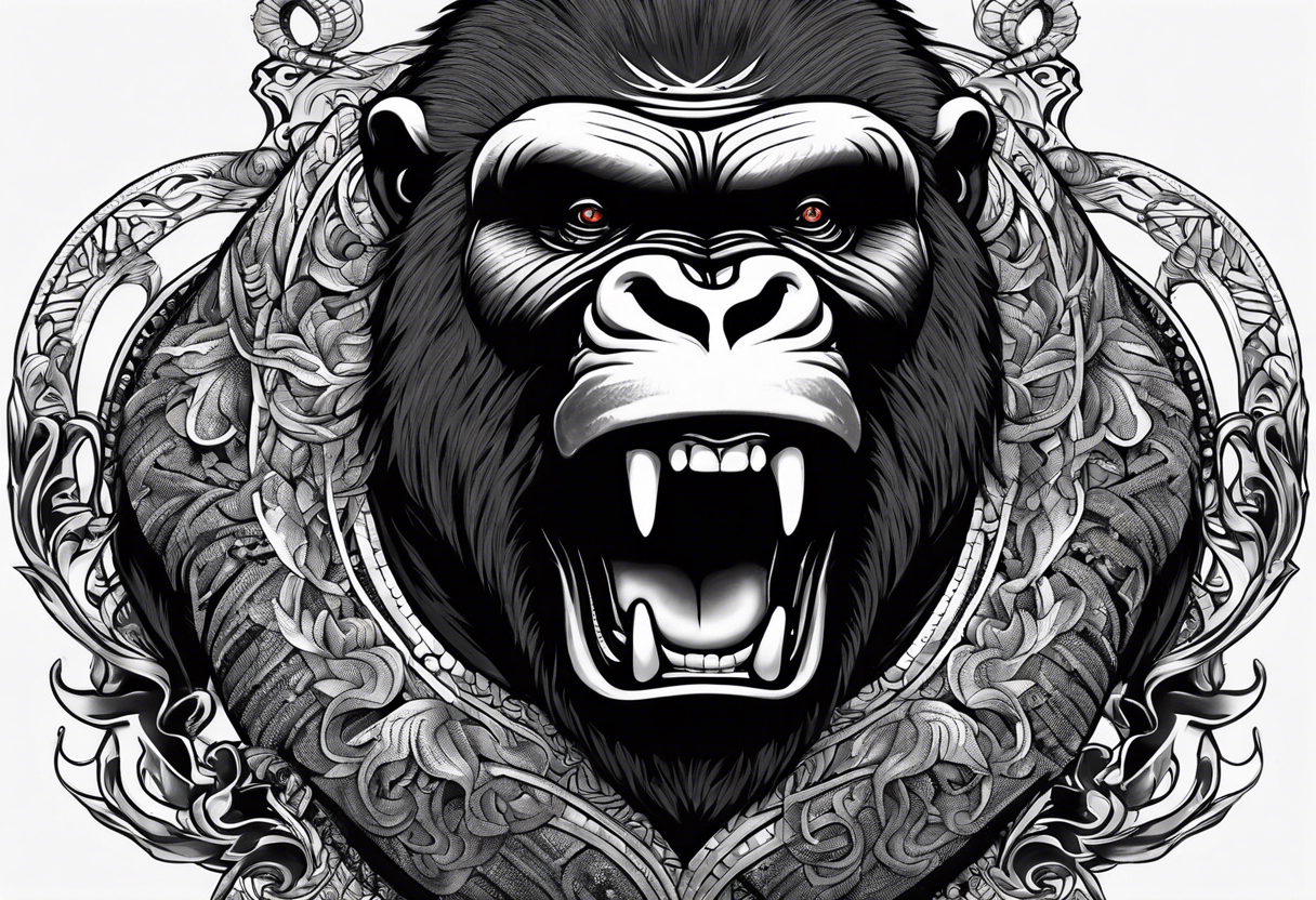 Screaming gorilla snakes(chest piece) tattoo idea