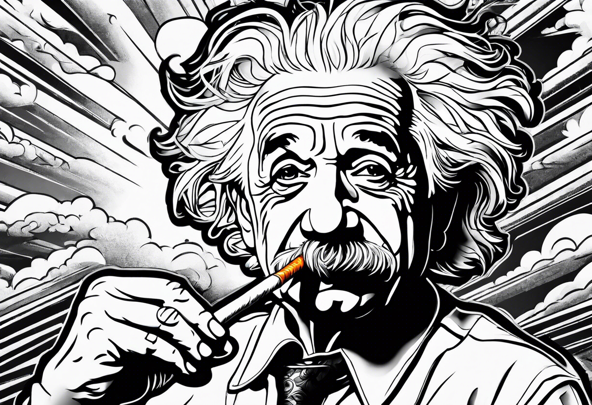 albert einstein smoking cigarette tattoo idea