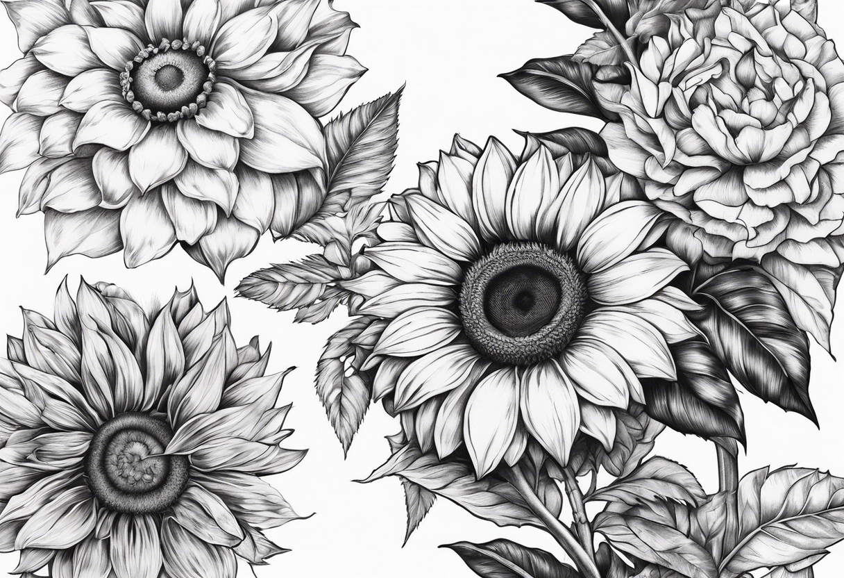 Tournesol,  Fleur roses , Caméra, wave, palmier tattoo idea