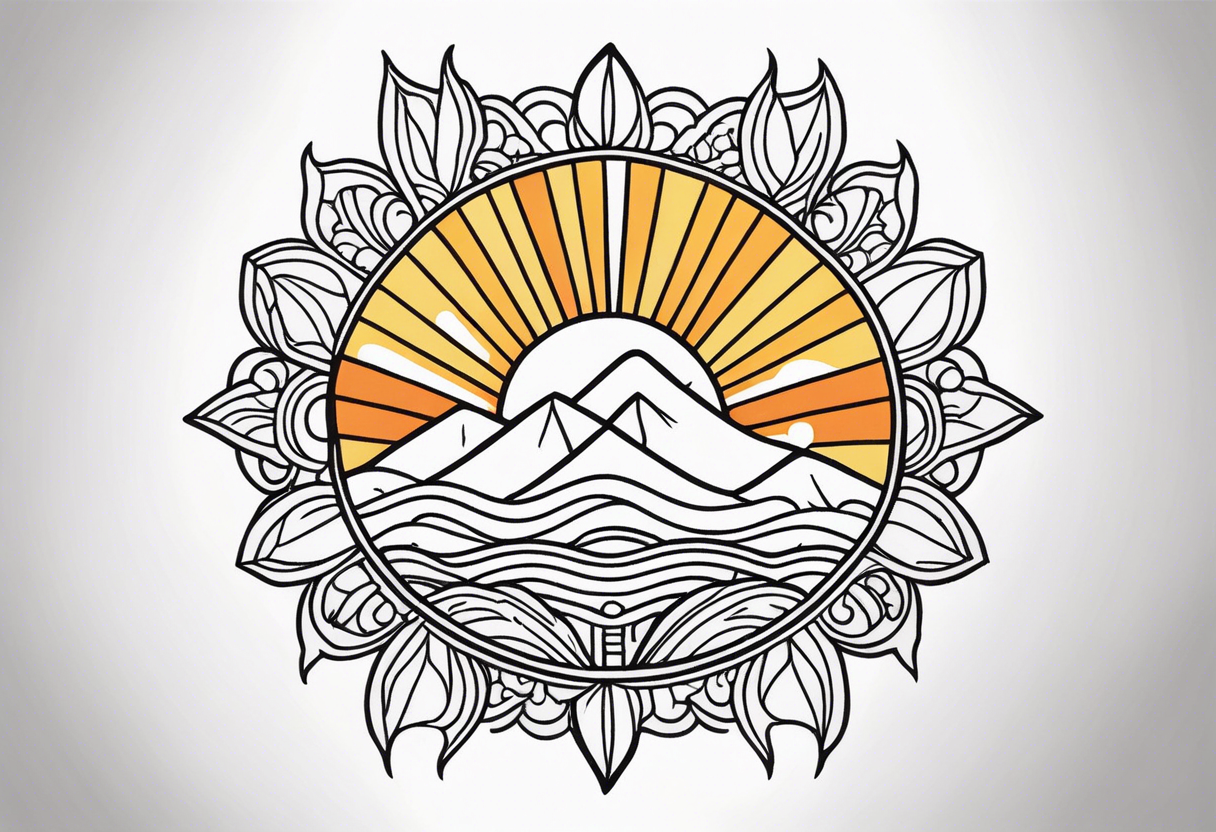 traditional sun beams tattoo idea