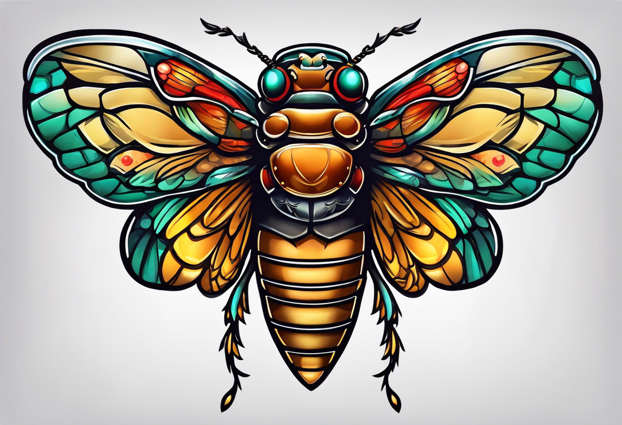 Neotraditional cicada tattoo idea