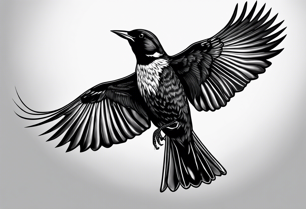 Redwing Blackbird in flight 
for Back tattoo idea