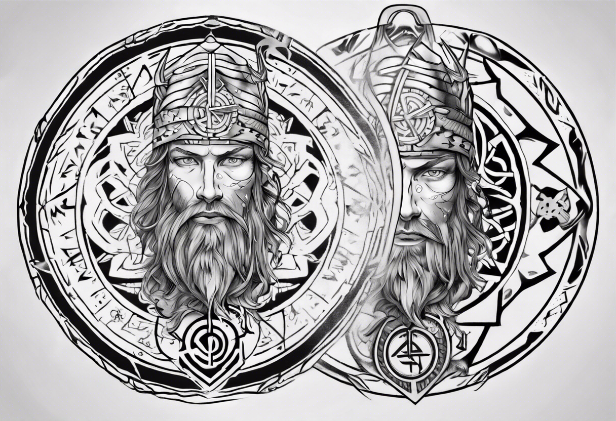 Norse god meili with vegvisir background tattoo idea