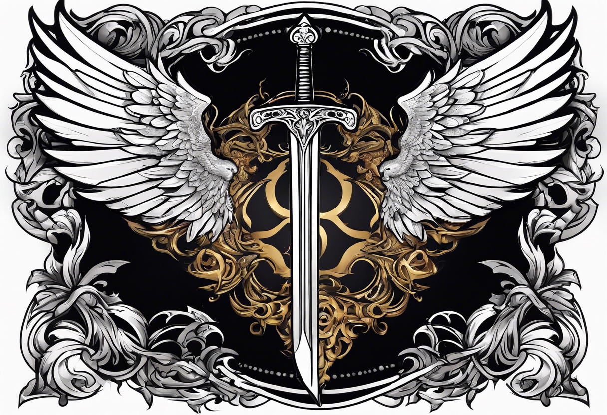 Sword with angel wings as the hilt tattoo idea