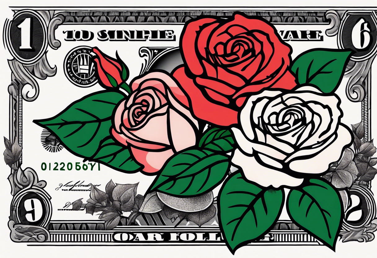 The flowers are money roses on American bills. tattoo idea