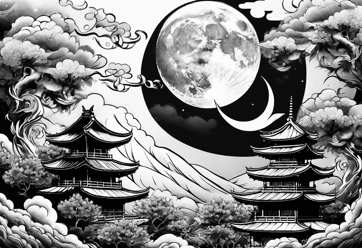 Moon blowing smoke tattoo idea