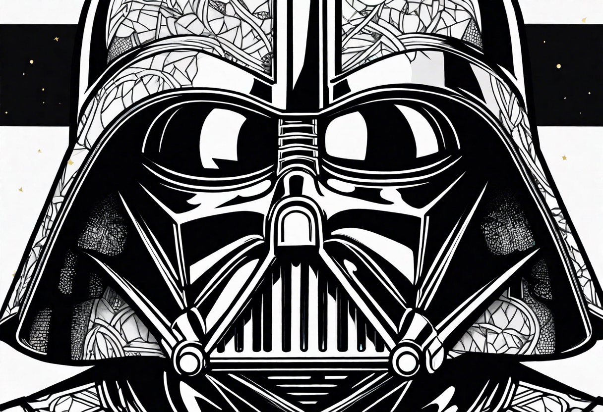 Darth Vader with broken helmet showing real face tattoo idea