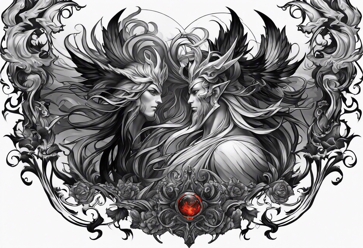 Hades underworld side profile tattoo idea