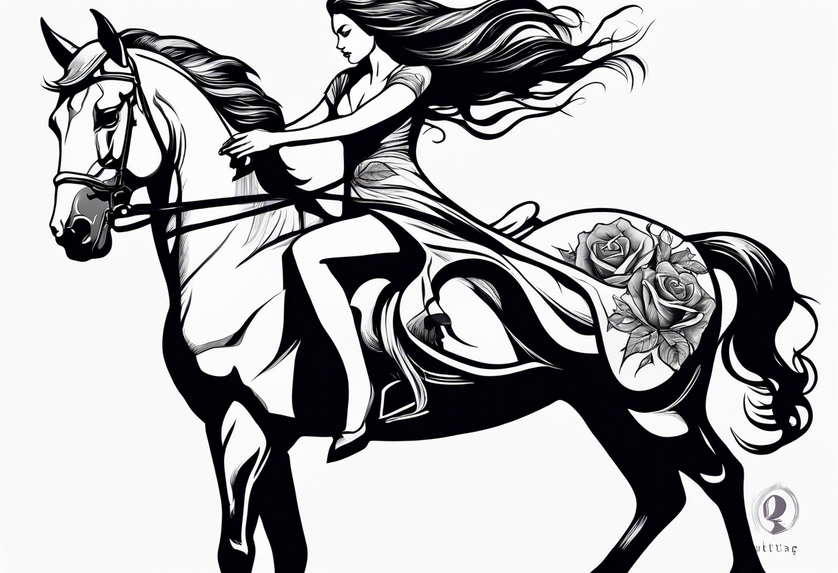 Headless woman with horse spooky tattoo idea