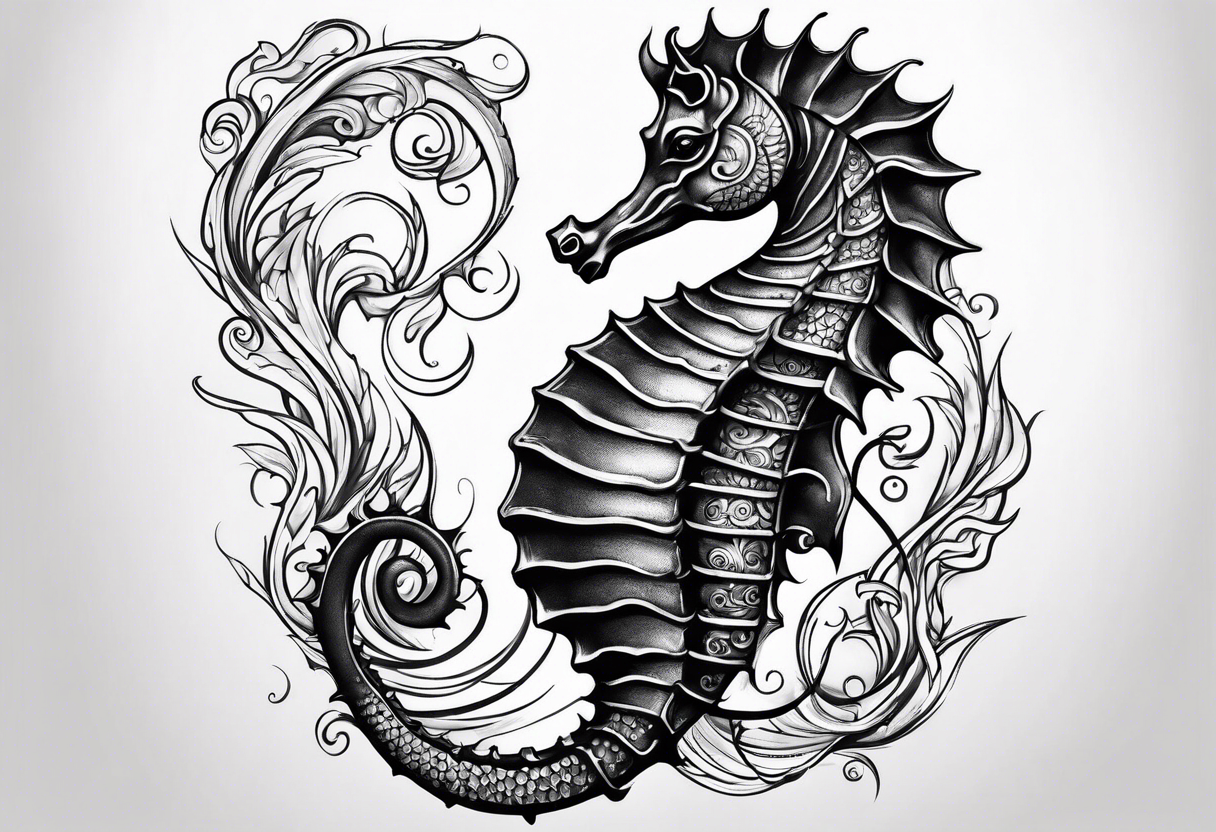 Seahorse shoulder tattoo idea