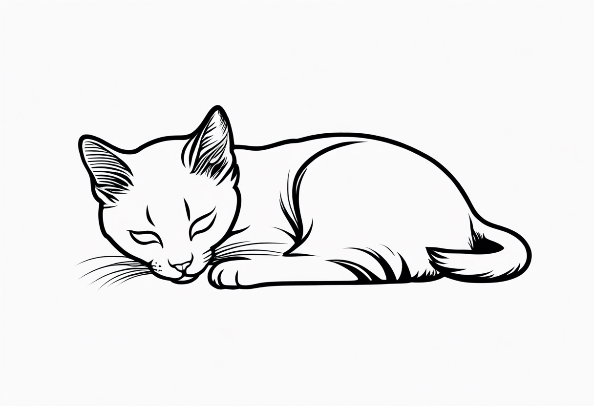 Kitten laying down sleeping tattoo idea