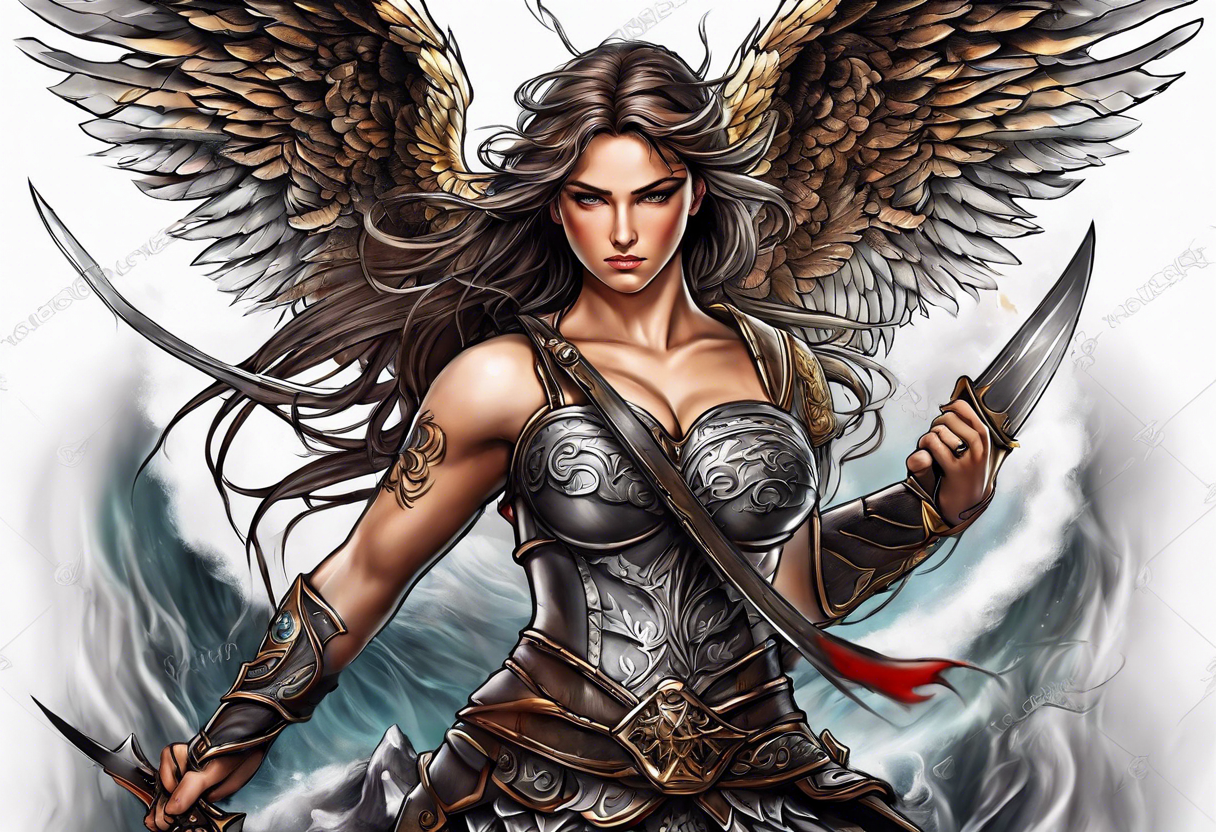 Angel warrior tattoo fighting tattoo idea