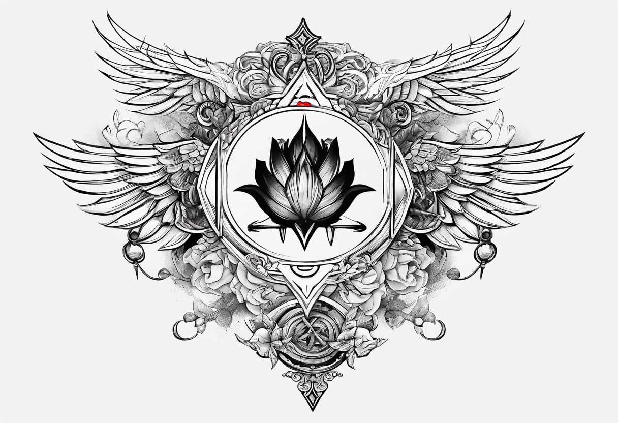 vertical placement of the tattoo on the shoulder - symbols of love and war tattoo idea