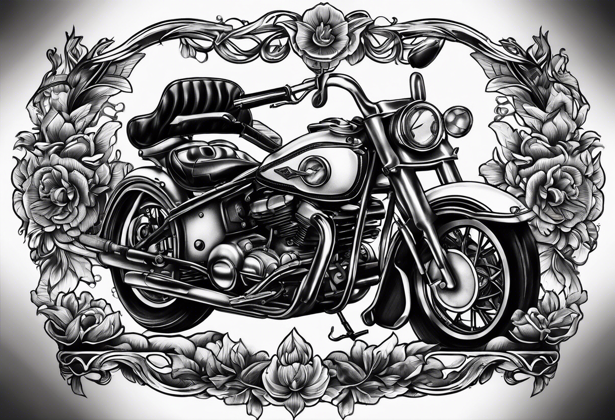 clock with little motocycle tattoo idea