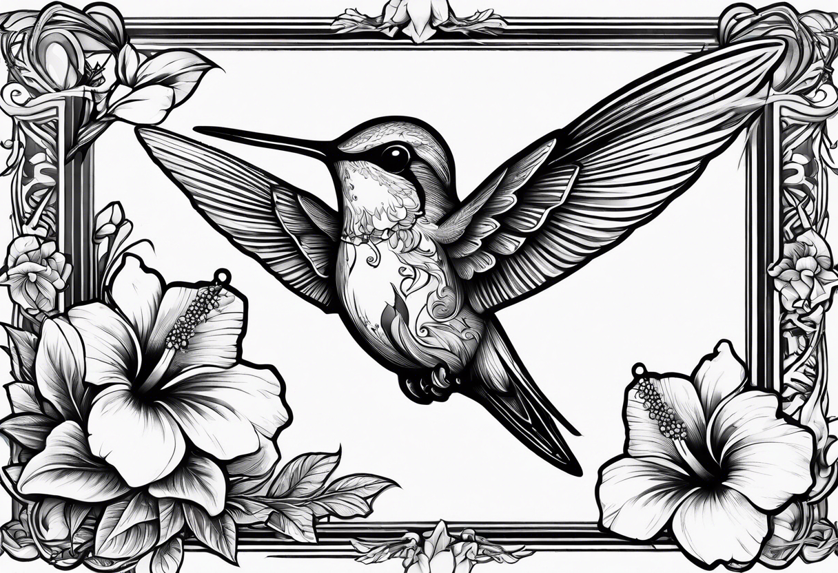 hummingbird, skull, hibiscus flower, storm clouds, lightning tattoo idea