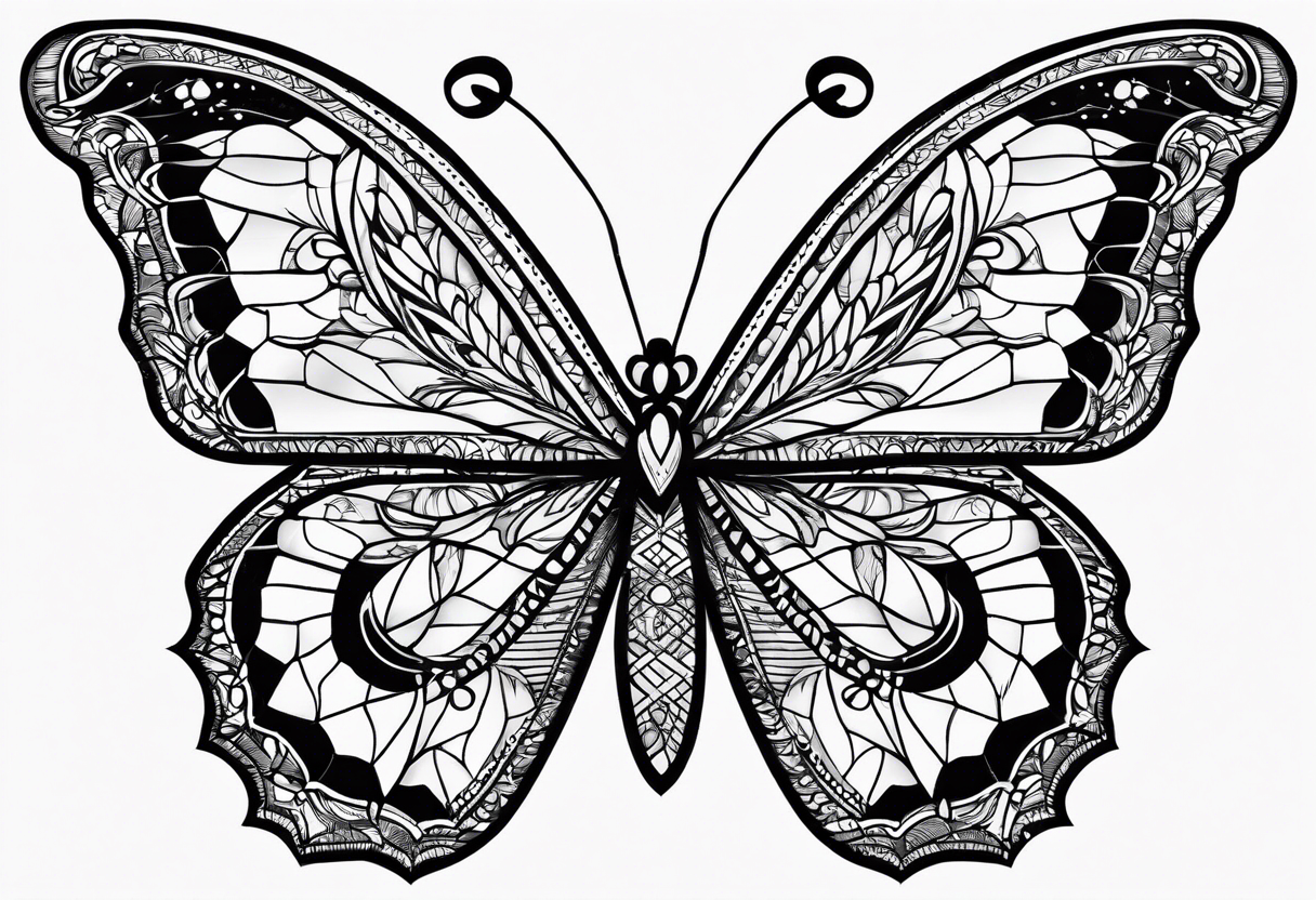 Small butterfly with Indra’s net quilt tattoo idea