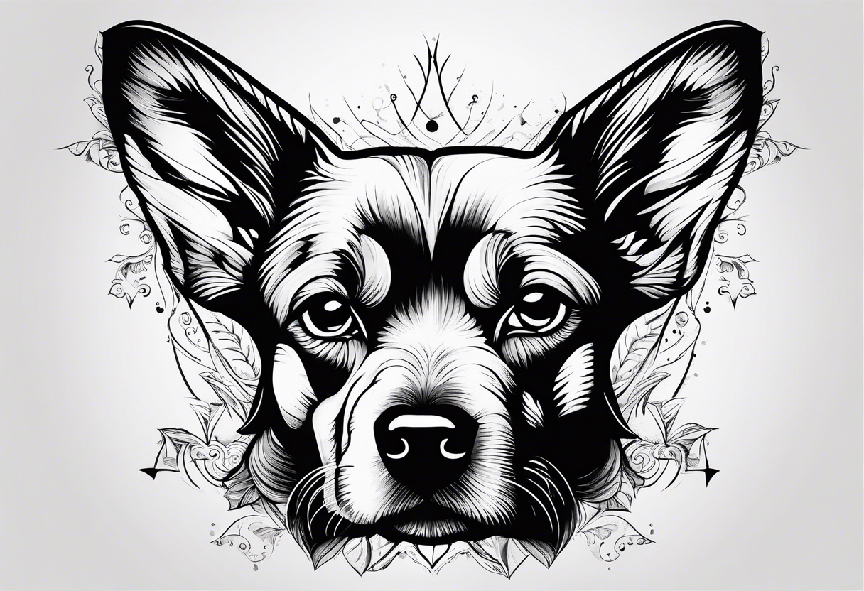 pointed dog ears tattoo idea