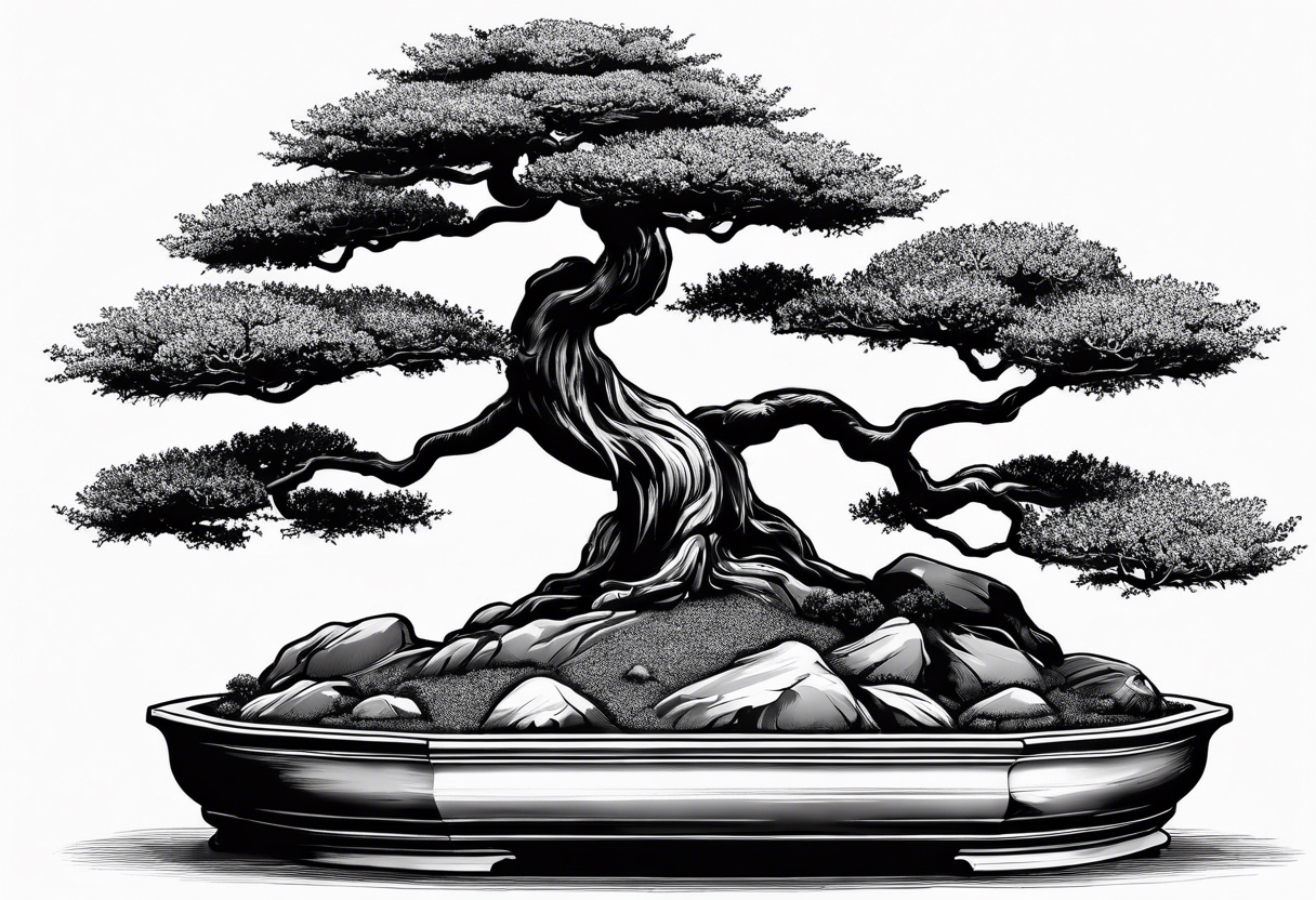 bonsai tree with dirt tattoo idea