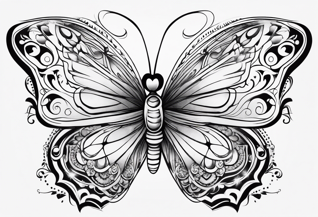 cute butterfly fineline tattoo sketch for girls tattoo idea