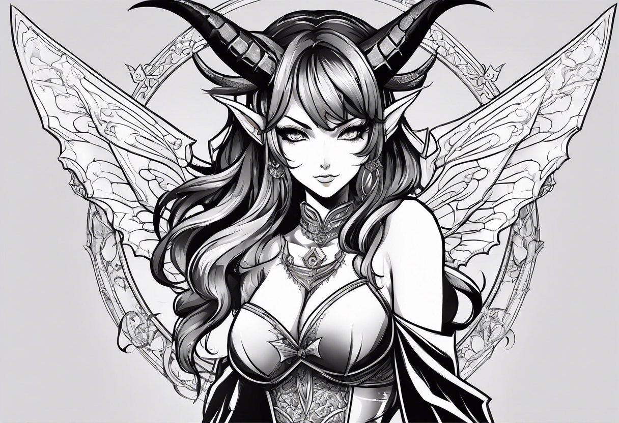 Anime Succubus with a mischievous look tattoo idea