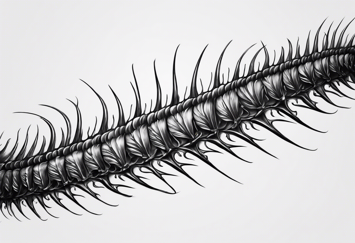 dark style centipede spine tattoo tattoo idea