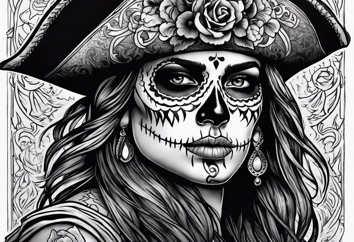 day of the dead pirate tattoo idea