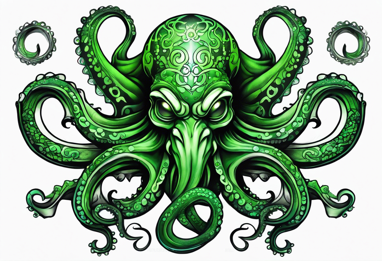 Electric octopus peaceful green gargoyle tattoo idea