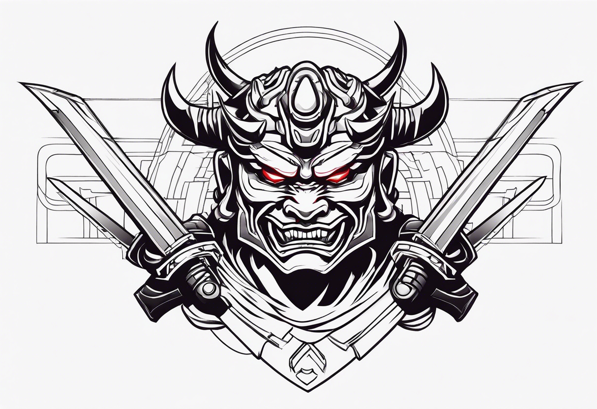 Cyber oni samurai tattoo idea